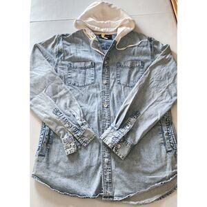 Pacsun Denim Blue Shirt White Hoodie Medium M 100% Cotton